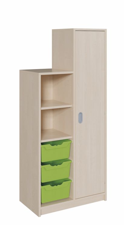 SideStep Schrank 120/160 cm, 3 ErgoTray Boxen L/1 Tür